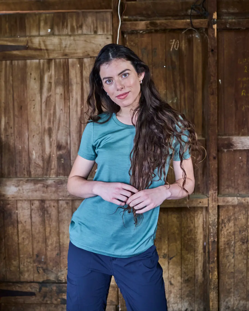 Women's Crew T-Shirt - 100% Merino Wool, Fern Green by Merino 365 NZ