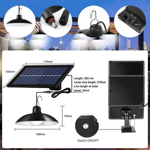 Solar Powered Hanging Pendant Light Garden Outdoor Patio Shed LED Lamp Lighting by salelink.co.nz