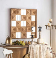 g8buynz Wooden Wall Mirror with Carved Design Wooden Wall Mirror with Carved Design