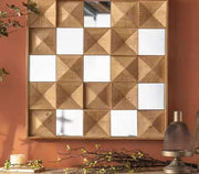 g8buynz Wooden Wall Mirror with Carved Design Wooden Wall Mirror with Carved Design