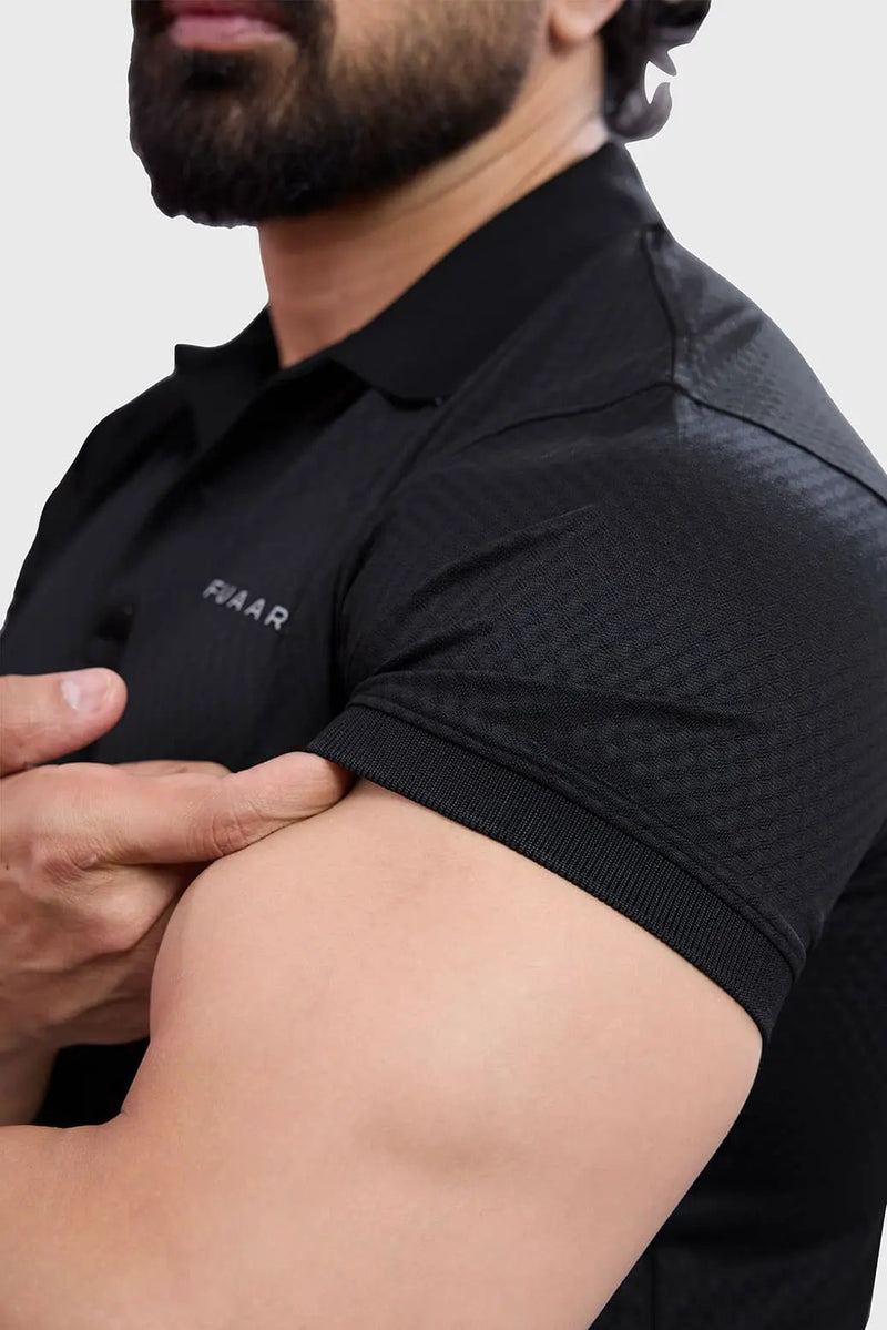 Wave Polo T-shirt Black by Fuaark Nz