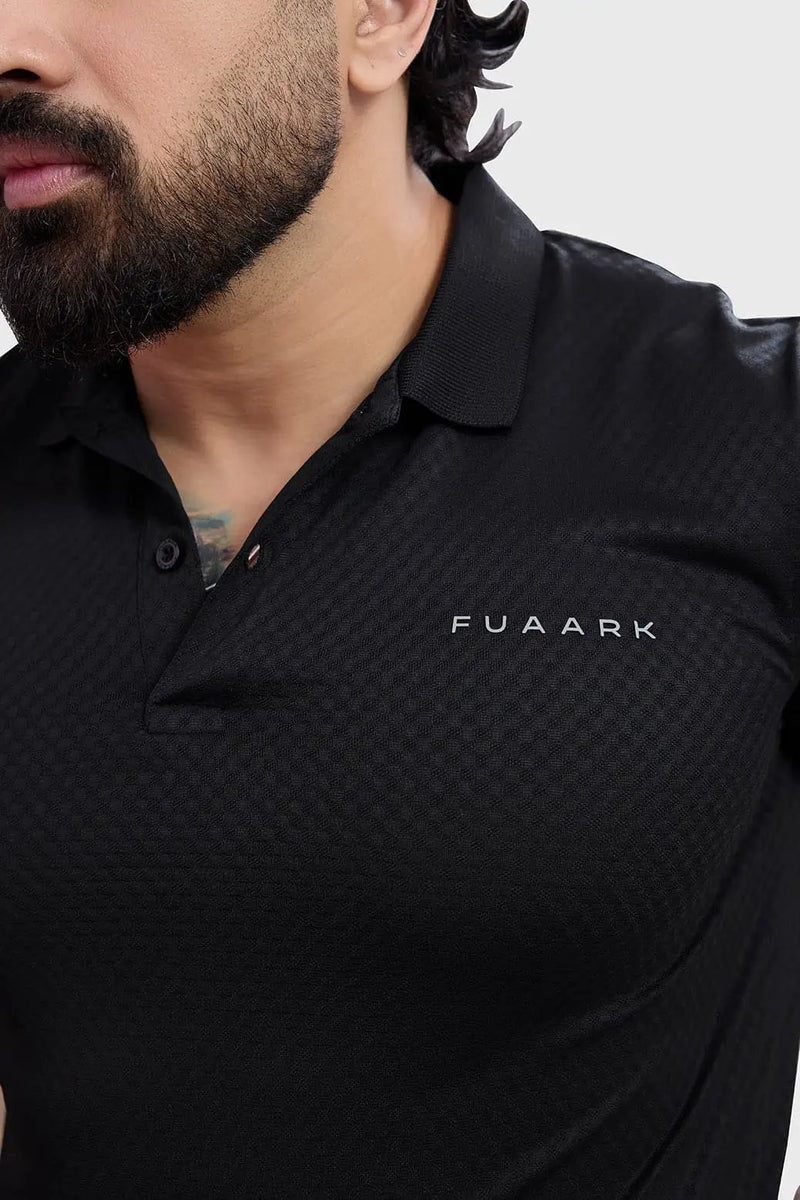 Wave Polo T-shirt Black by Fuaark Nz