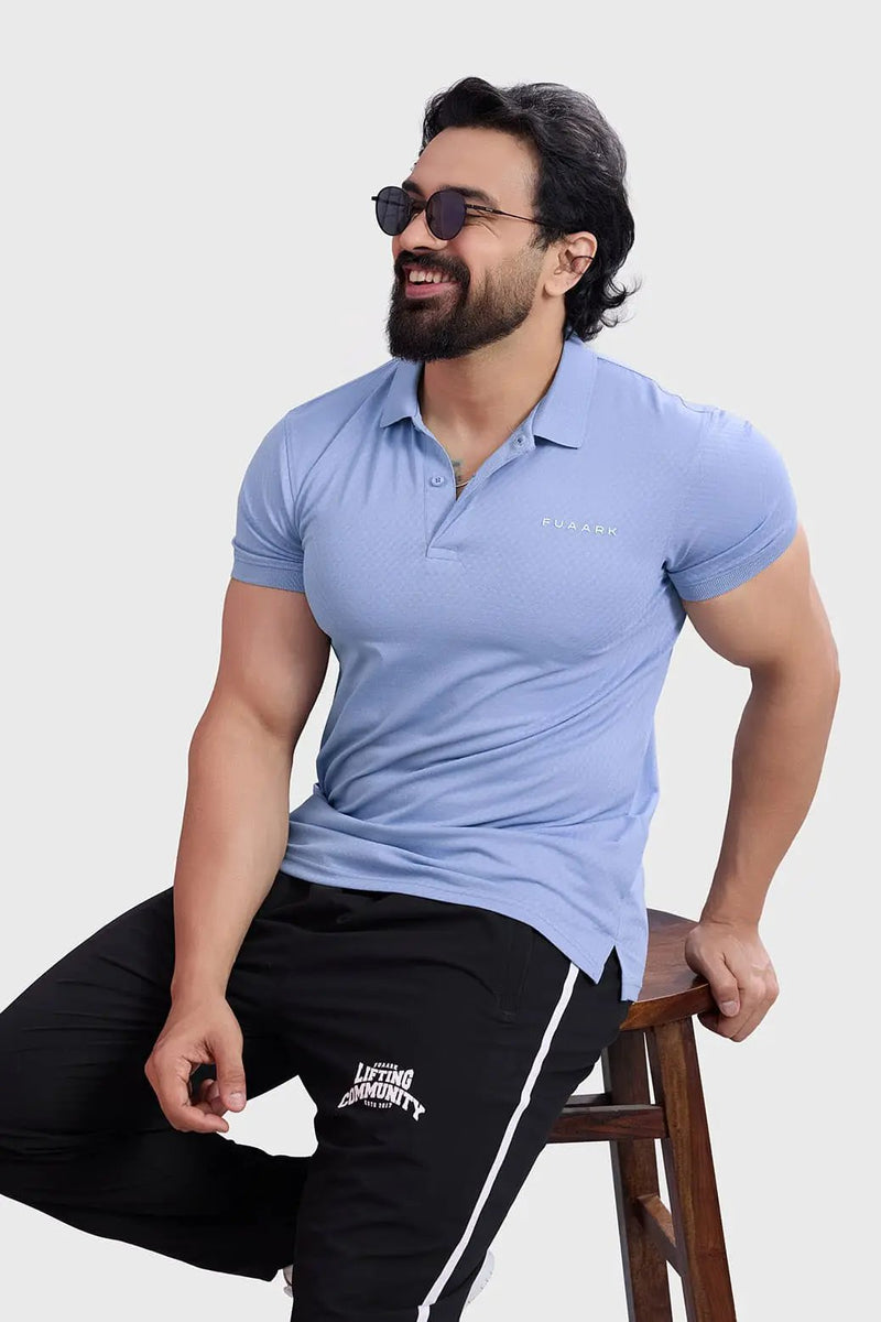 Wave Polo T-shirt Light Blue by Fuaark Nz