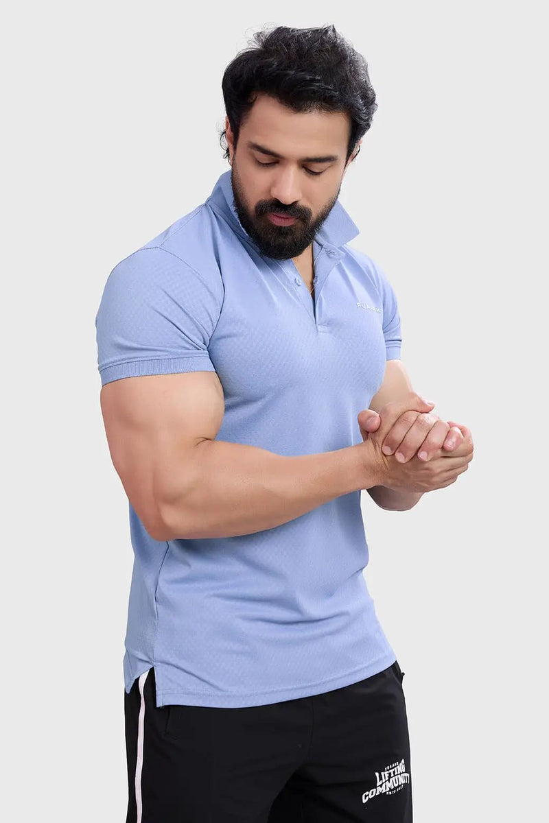 Wave Polo T-shirt Light Blue by Fuaark Nz