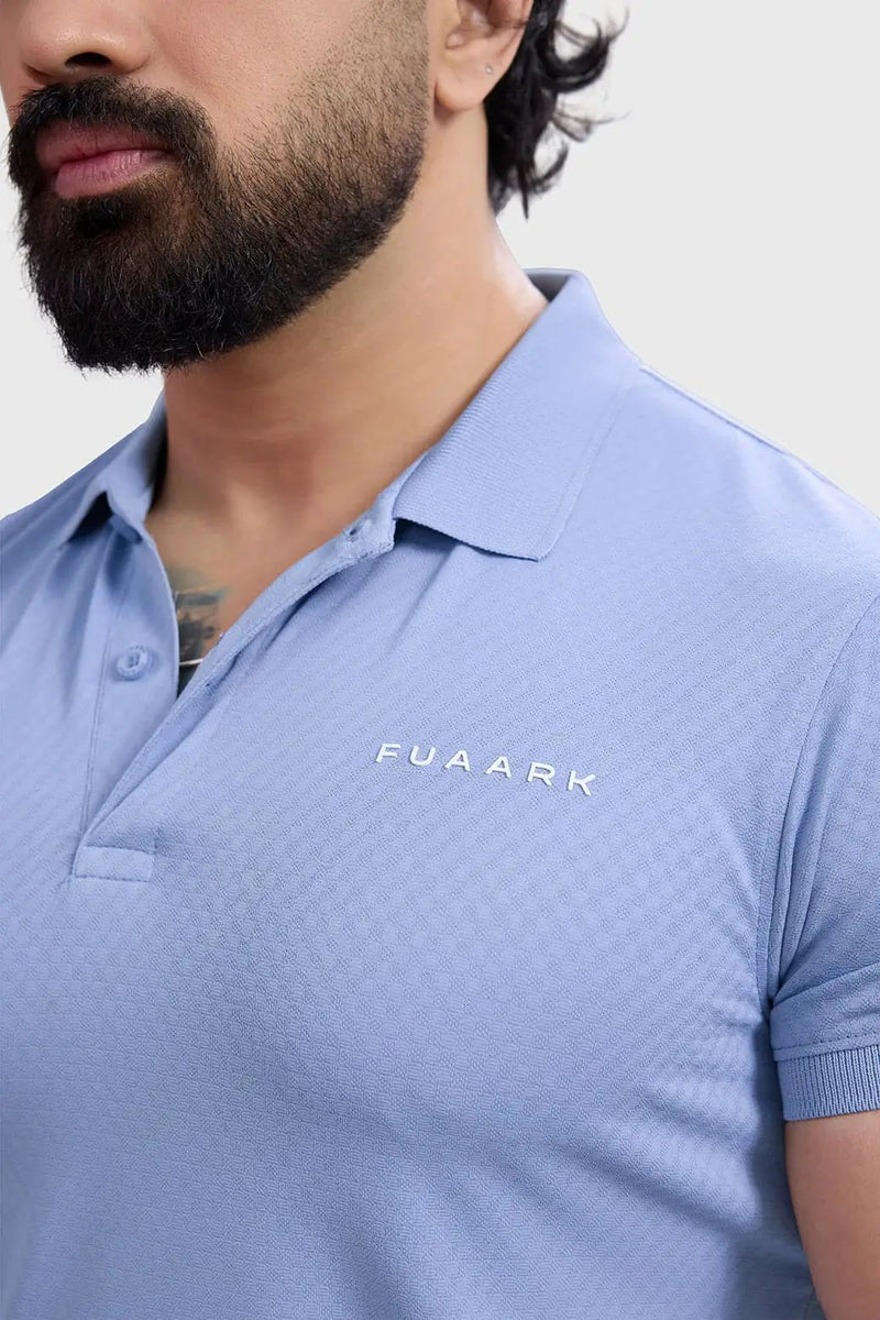 Wave Polo T-shirt Light Blue by Fuaark Nz
