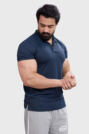 Wave Polo T-shirt Navy by Fuaark Nz