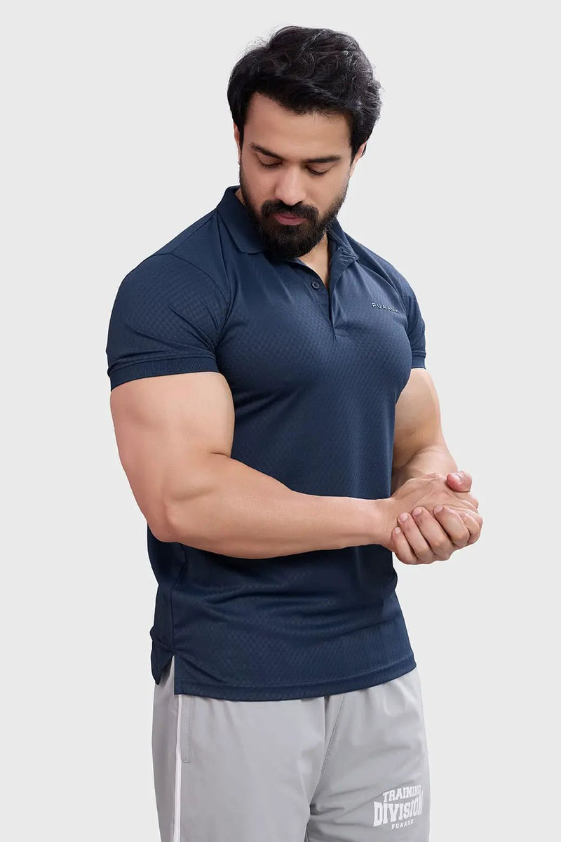 Wave Polo T-shirt Navy by Fuaark Nz