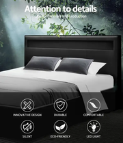 Torby Bed Frame with storage and LED Light Black Double by sue-e furniture