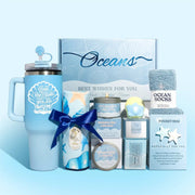 Blue Theme Aroma Candle Bath Gift Box by Poppy Gifts