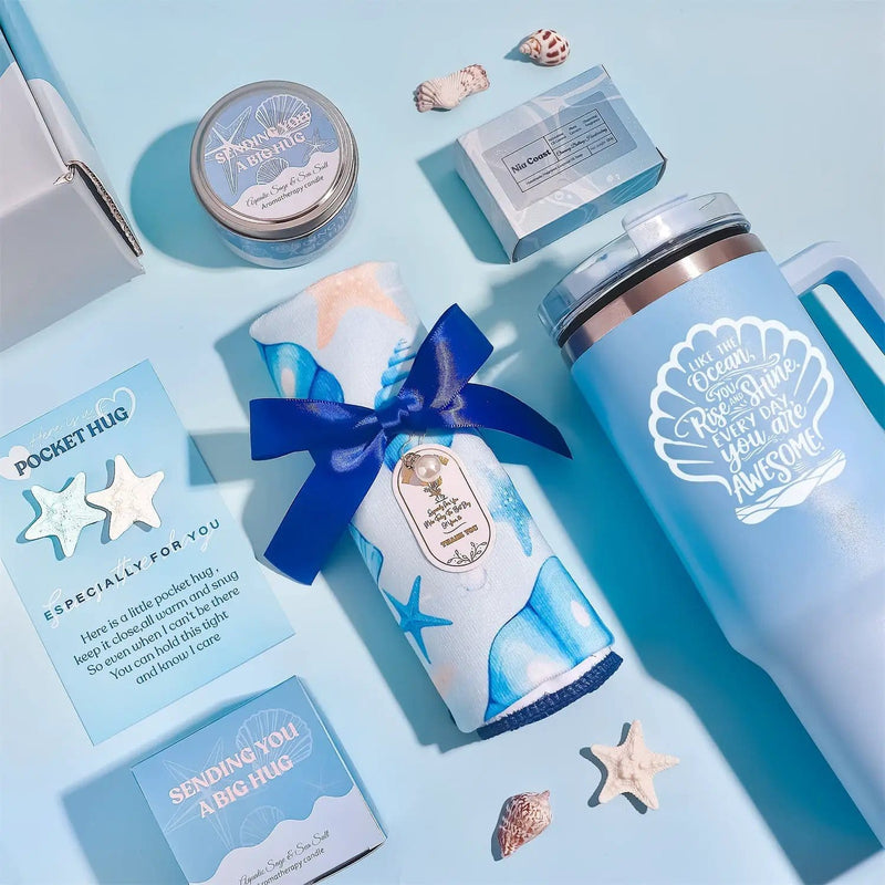 Blue Theme Aroma Candle Bath Gift Box by Poppy Gifts