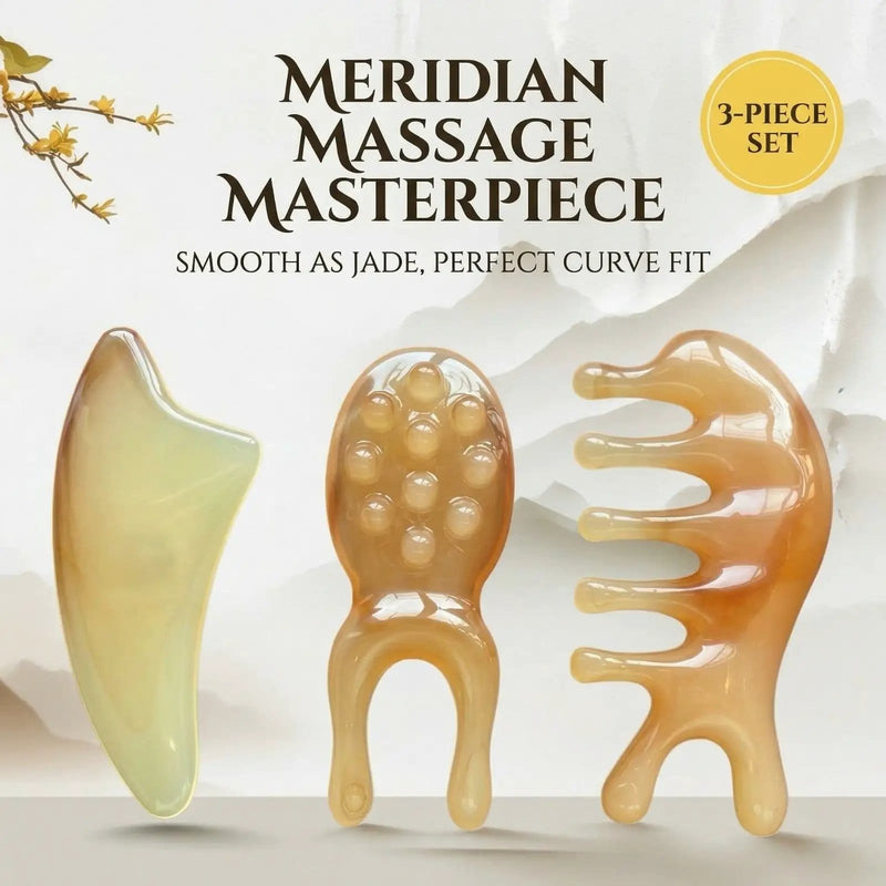 Meridian Massage Gua-Sha Masterpiece 3-Piece Set by Poppy Gifts
