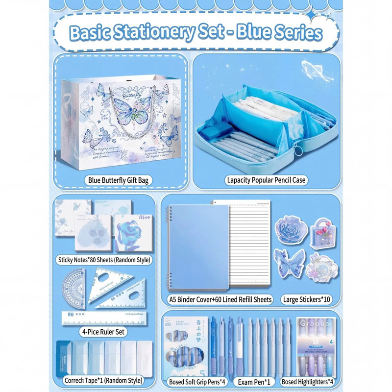 Basic Stationery Gift Set – Pink Series and Blue Series by Poppy Gifts
