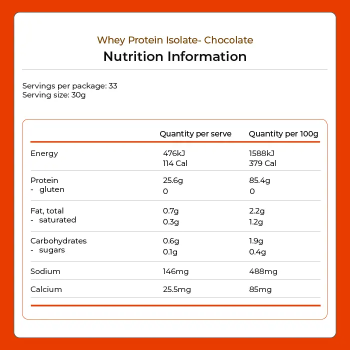 Whey Protein Isolate - Chocolate 1kg by Kiwi Nutrition