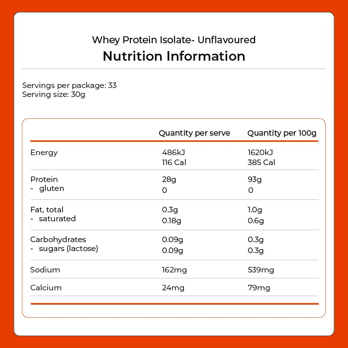 Whey Protein Isolate - Unflavoured 1kg by Kiwi Nutrition