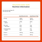 Whey Protein Isolate - Vanilla 1kg by Kiwi Nutrition