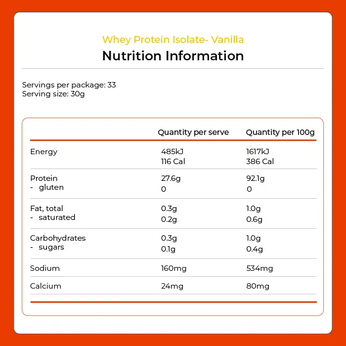 Whey Protein Isolate - Vanilla 1kg by Kiwi Nutrition
