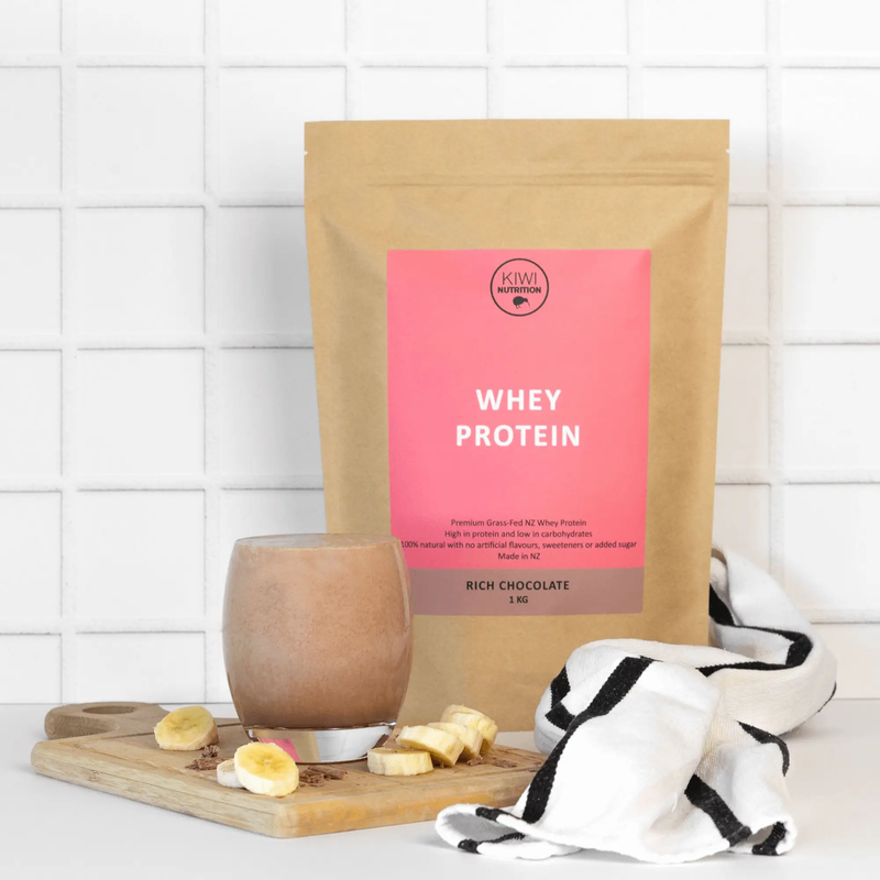 Whey Protein Powder - Chocolate 1kg by Kiwi Nutrition