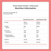 Whey Protein Powder - Unflavoured 1kg by Kiwi Nutrition