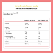 Whey Protein Powder - Vanilla 1kg by Kiwi Nutrition