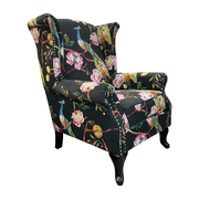 Peacock Wingback Armchair - Black by BroDeals