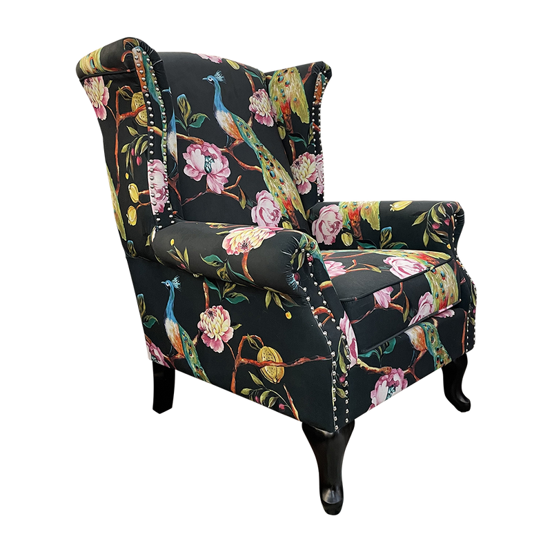 Peacock Wingback Armchair - Black by BroDeals