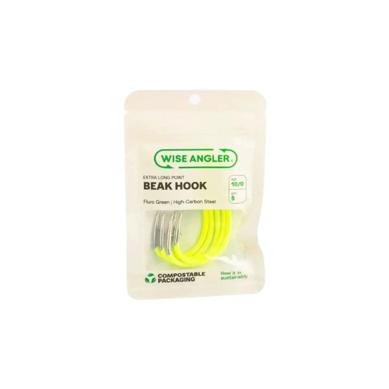 Beak Hook - Extra Long Point Fluro Green by WISE ANGLER