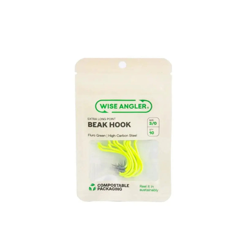 Beak Hook - Extra Long Point Fluro Green by WISE ANGLER