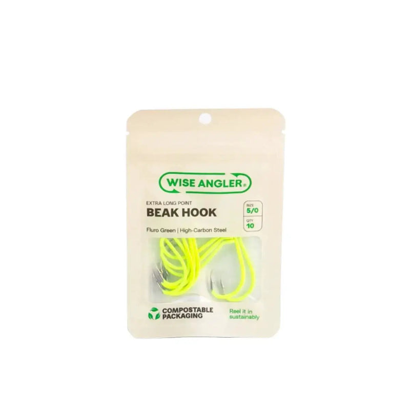 Beak Hook - Extra Long Point Fluro Green by WISE ANGLER