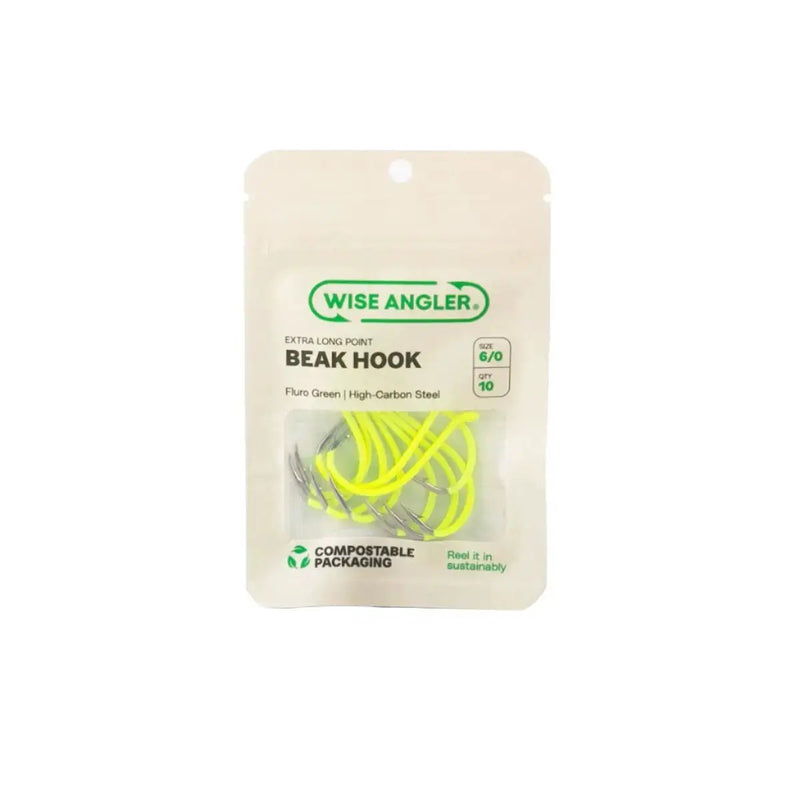 Beak Hook - Extra Long Point Fluro Green by WISE ANGLER