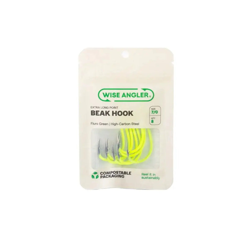 Beak Hook - Extra Long Point Fluro Green by WISE ANGLER