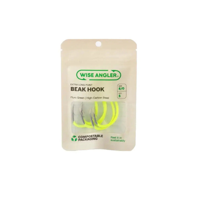 Beak Hook - Extra Long Point Fluro Green by WISE ANGLER