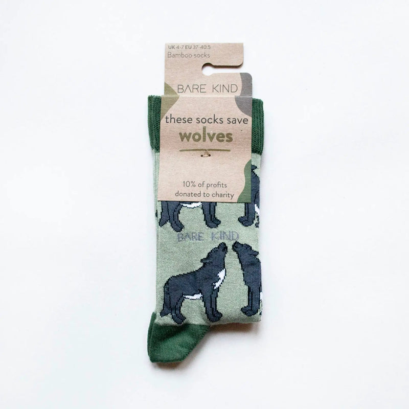 Save the Wolves Bamboo Socks by Barekind NZ