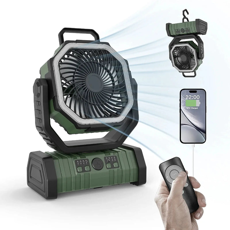 Outdoor Camping Fan with Power Bank and LED Light - Portable 3-Speed Fan by Mead's Supply & Equipment Outfitters limited