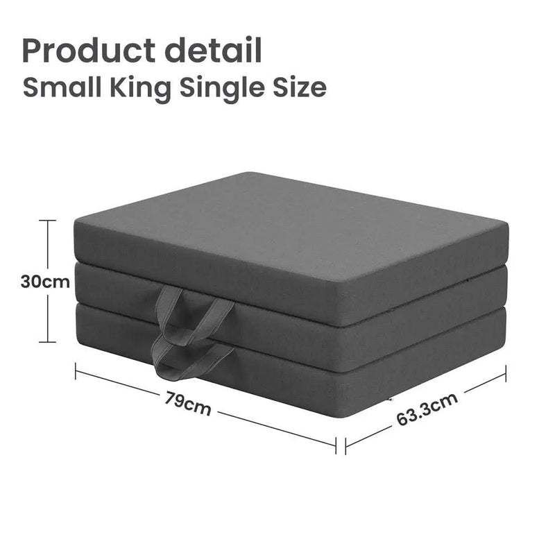 SportZone.co.nz Furniture > Mattresses > King Single Mattress 10cm Small King Single BedStory 3-Fold Mattress Folding Foam Bed Washable Cover, 190x80cm 10cm Small King Single BedStory 3-Fold Mattress Folding Foam Bed Washable Cover, 190x80cm