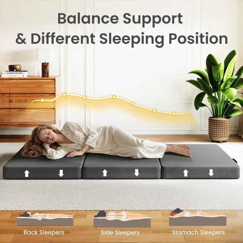 SportZone.co.nz Furniture > Mattresses > King Single Mattress 10cm Small King Single BedStory 3-Fold Mattress Folding Foam Bed Washable Cover, 190x80cm 10cm Small King Single BedStory 3-Fold Mattress Folding Foam Bed Washable Cover, 190x80cm