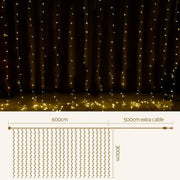 SportZone.co.nz Occasions > Christmas > Outdoor Decorations & Lights 3X6M Christmas Lights Curtain Light Warm White 600 LED Jingle Jollys 3X6M Christmas Lights Curtain Light Warm White 600 LED Jingle Jollys