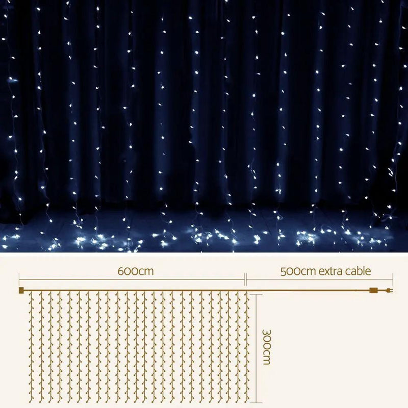 SportZone.co.nz Occasions > Christmas > Outdoor Decorations & Lights Jingle Jollys 6X3M Christmas Lights Curtain Light Cool White 600 LED Jingle Jollys 6X3M Christmas Lights Curtain Light Cool White 600 LED