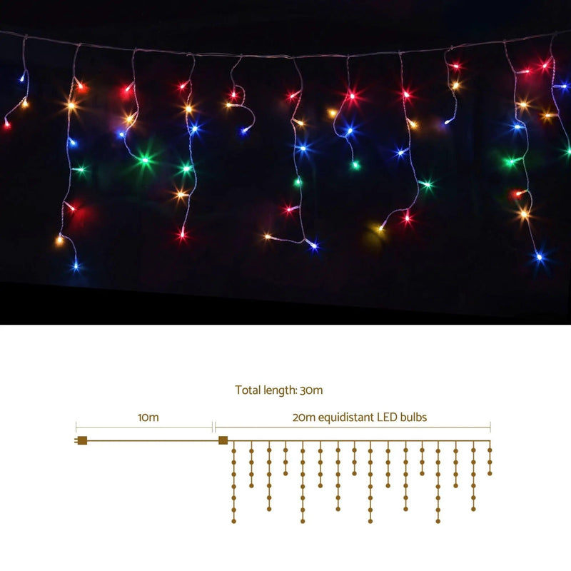 SportZone.co.nz Occasions > Christmas > Outdoor Decorations & Lights 20M Christmas Lights Icicle Light 800 LED Multi-coloured Jingle Jollys 20M Christmas Lights Icicle Light 800 LED Multi-coloured Jingle Jollys