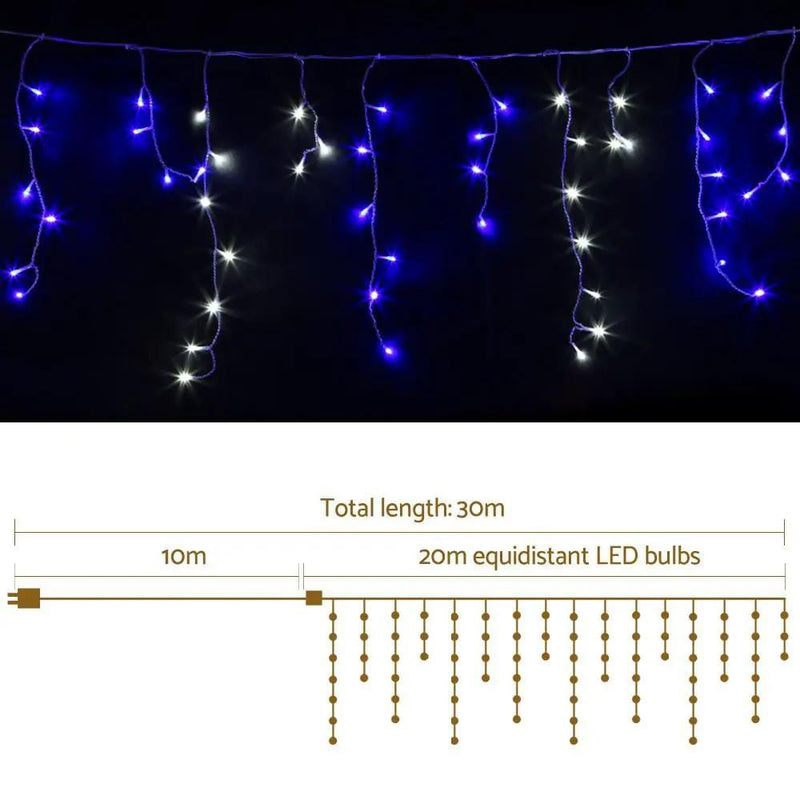 SportZone.co.nz Occasions > Christmas > Outdoor Decorations & Lights 20M Christmas Lights Icicle Light 800 LED Blue White Decor Jingle Jollys 20M Christmas Lights Icicle Light 800 LED Blue White Decor Jingle Jollys