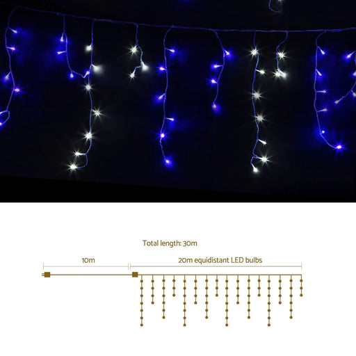 SportZone.co.nz Occasions > Christmas > Outdoor Decorations & Lights 20M Christmas Lights Icicle Light 800 LED Blue White Decor Jingle Jollys 20M Christmas Lights Icicle Light 800 LED Blue White Decor Jingle Jollys