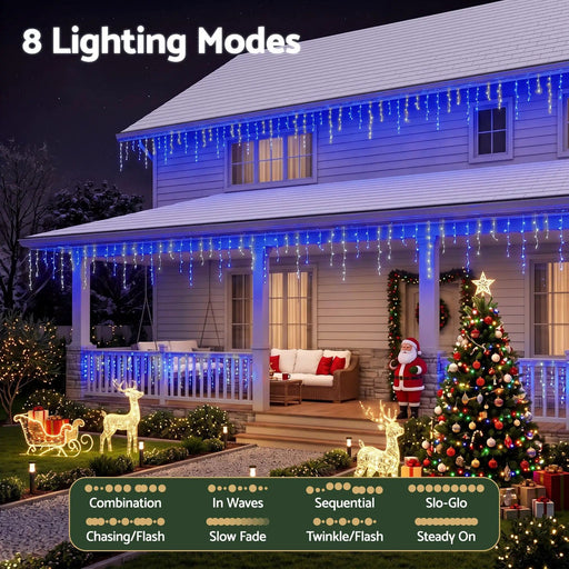 SportZone.co.nz Occasions > Christmas > Outdoor Decorations & Lights 20M Christmas Lights Icicle Light 800 LED Blue White Decor Jingle Jollys 20M Christmas Lights Icicle Light 800 LED Blue White Decor Jingle Jollys