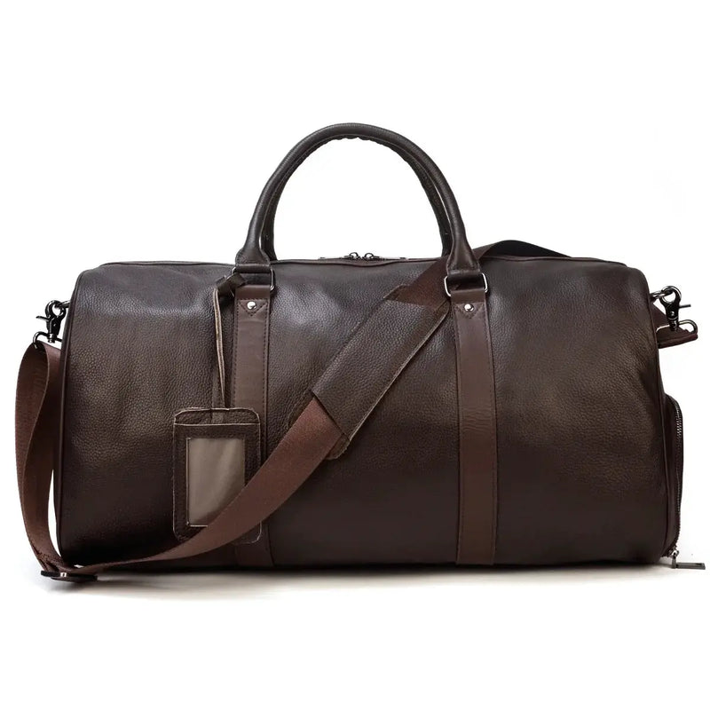 Leather Business Travel Bag - Premium Duffel with Multiple Compartments | Black & Bronze by Mead's Supply & Equipment Outfitters limited