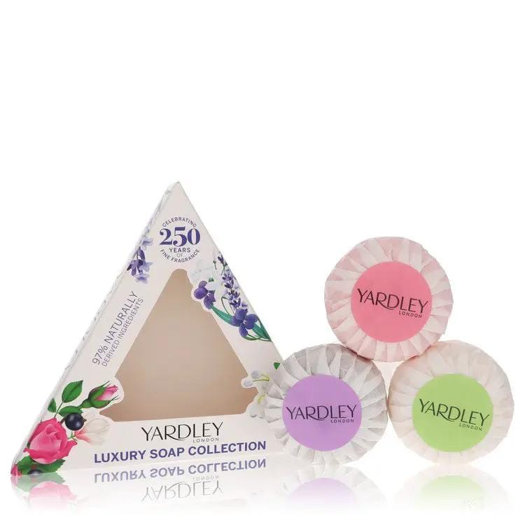 Brands HD English Rose + English Lavender + Lily Of The Valley Luxury Soaps Yardley London Soaps English Rose + English Lavender + Lily Of The Valley Luxury Soaps by Yardley London 3  x 50 ml Yardley London Soaps English Rose + English Lavender + Lily Of The Valley Luxury Soaps by Yardley London 3  x 50 ml