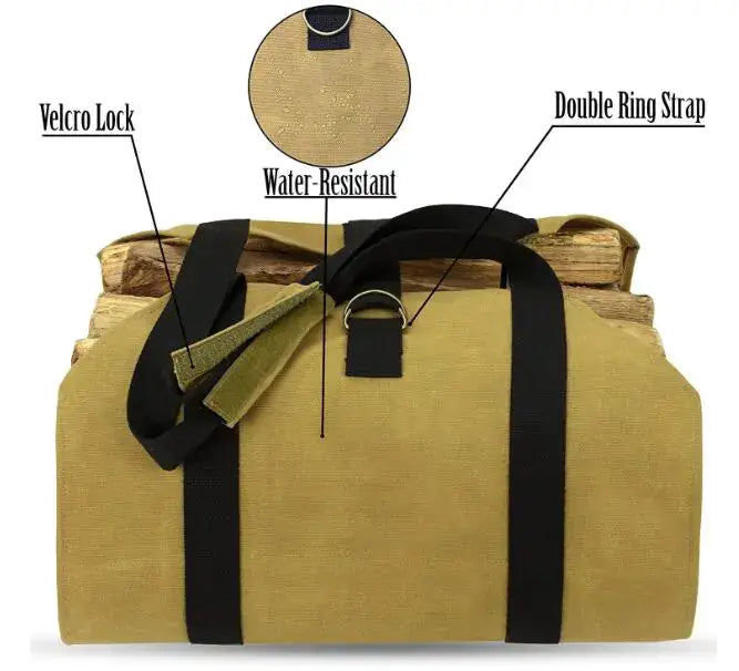 Outdoor Firewood Tote Bag - Durable 600D Oxford Canvas Storage Carrier for Camping & Home by Mead's Supply & Equipment Outfitters limited