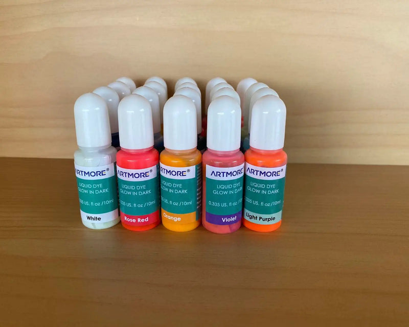 Liquid Epoxy Resin Color Pigment - Glow In The Dark Transparent Dye for UV Resin Art Coloring, DIY Jewelry Making - 10ml Each - 02 by Resin Art NZ