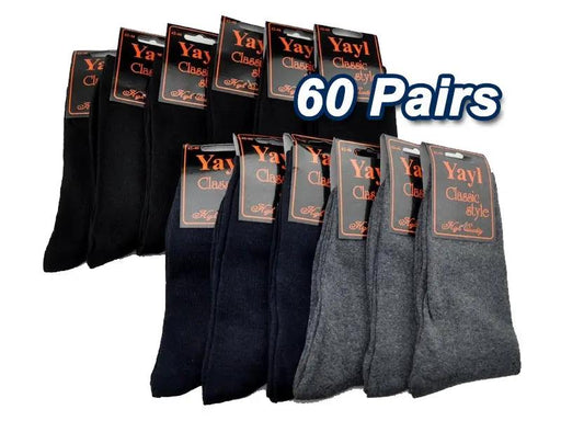 WHOLESALE - Business Socks Crew Socks Plain Dress Socks (60 Pairs) by dealonline.co.nz
