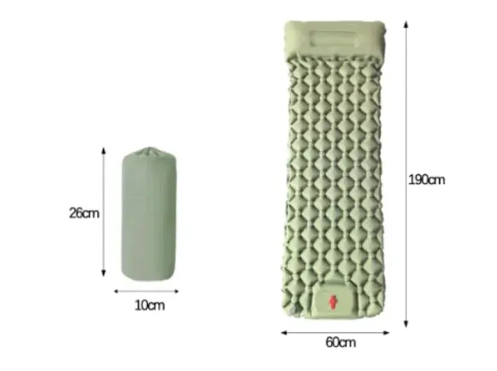 Outdoor Camping Press Inflatable Sleeping Pad - Lightweight Mat with Built-In Pillow