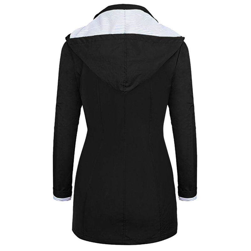 Womens Lightweight Waterproof Rain Jacket With Packable Hooded Shell