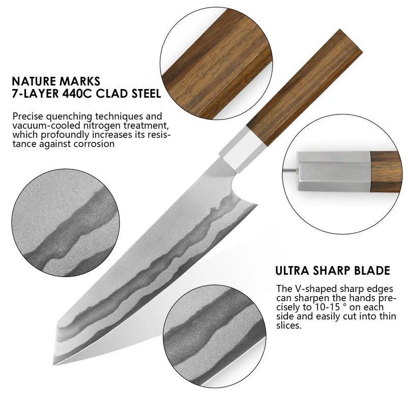 Keihatsu Japanese Gyuto Chef Knife 8 Inch Kiritsuke Knife, Professional Kitchen Ultra Sharp Vegetable Knives With Sheath & Box - Kirtsuke Knife by China Dropship