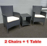 PE/PVC Rattan Patio Chairs & Round Table 3PC Set by dealonline.co.nz